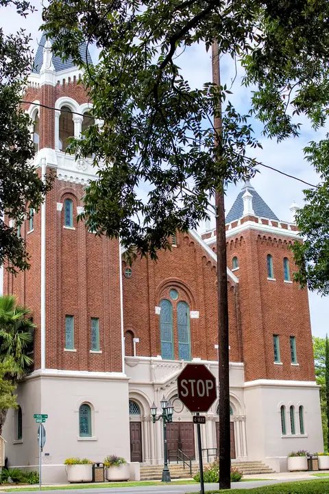 Exterior of All Saints Catholic Church in Houston, Texas